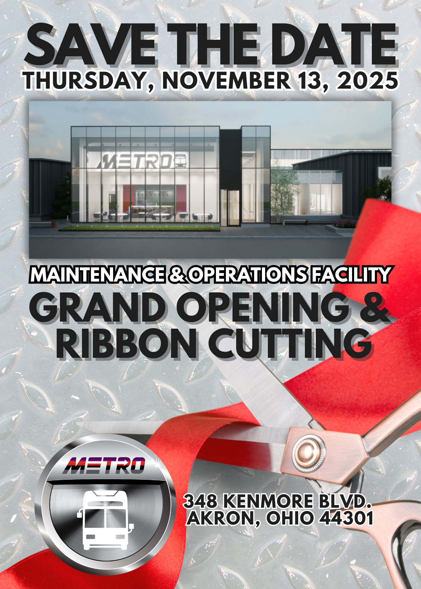 Flyer for ribbon cuttin on november 11 2025